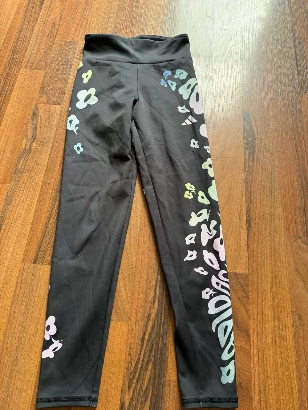 Adidas Girls Aeroready Slim Fit Floral Athletic Leggings Black Size 7/8 S